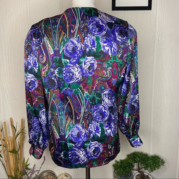 Vintage Classiques Floral Silk Blouse (S) - Picture 3 of 5